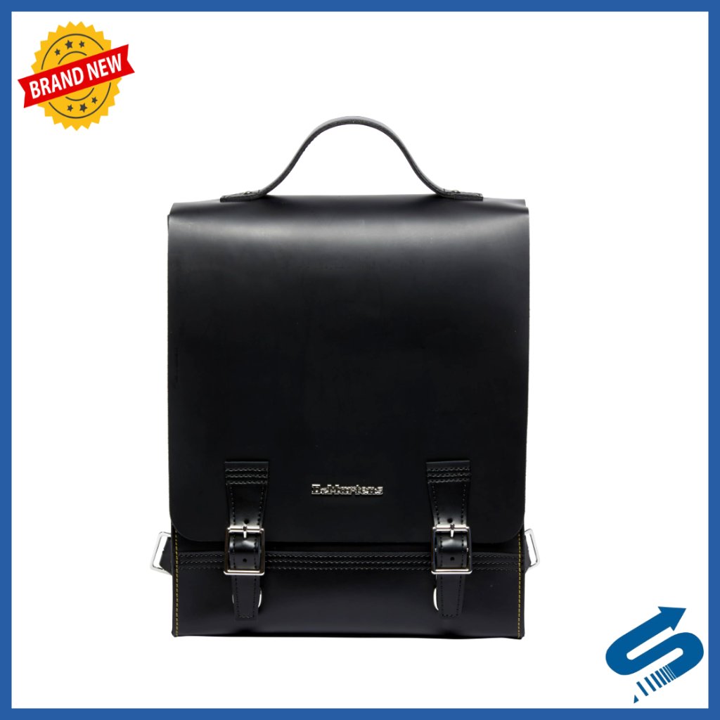 Leather Box Backpack With Laptop Compartment Adjustable Straps